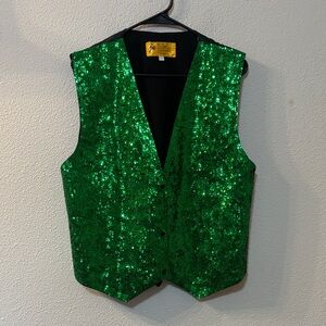 VTG JC Green Sequin Vest